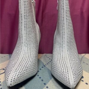 Glaze Silver Rhinestone Heeled Boots